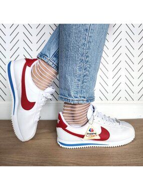 ❤️Nike Cortez Basic SL GS 5.5Y Big Kids Shoes Retro White Red Sneaker 904764-103